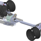 Brown mocked up how everything should fit in CAD before swapping in a hybrid system up front. Note how the chain ties in the internal combustion engine to the electric motor.